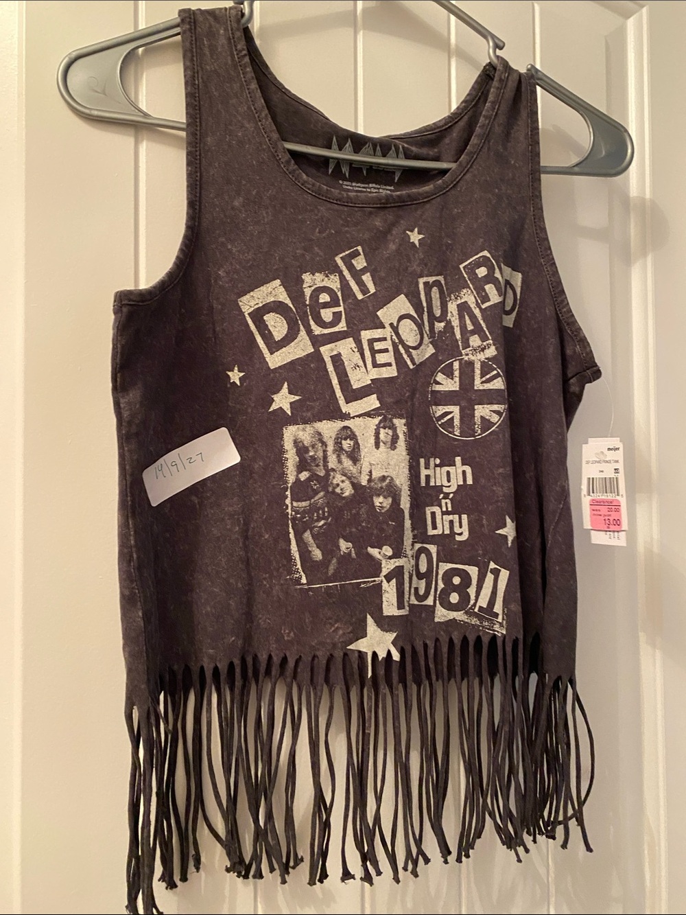 Girls' Black Graphic Fringe Tank Top - Def Leppard Style